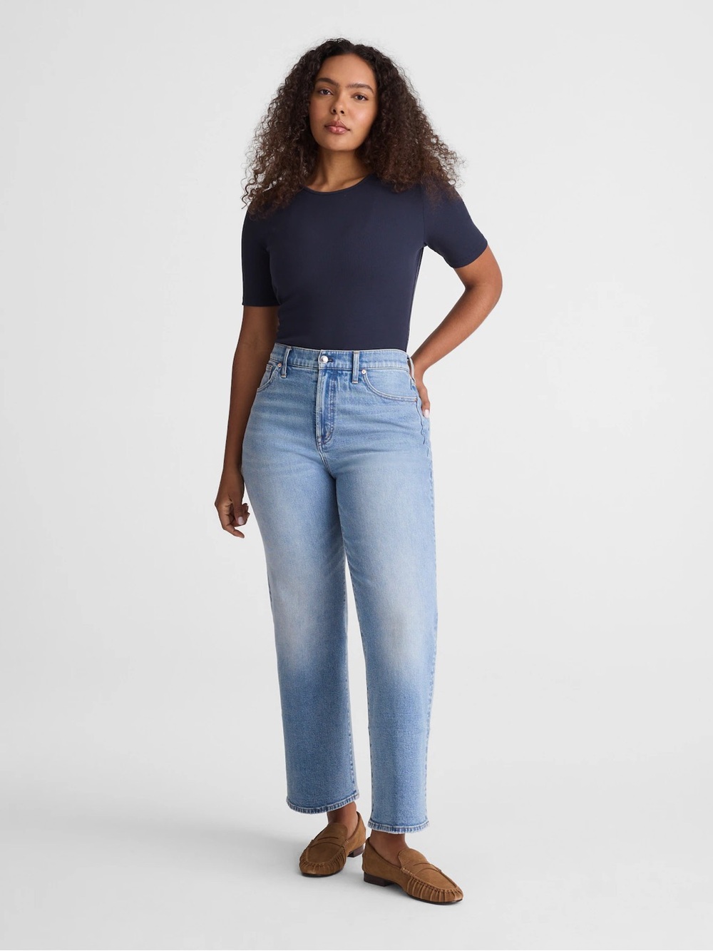 Madewell Curvy Perfect Vintage Wide-Leg Crop Jean Raebrook Wash Comfort Stretch